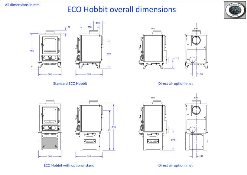 Salamander Hobbit SE Multifuel Wood Burning Stove 4kW Small Cast Iron