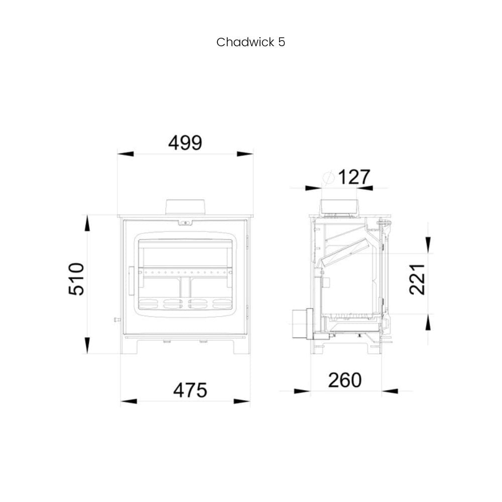 Woodford Chadwick Multifuel Wood burning Stove 5kw (three sizes, 5kW